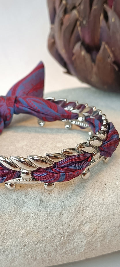 Bracelet argenté Indie & soie