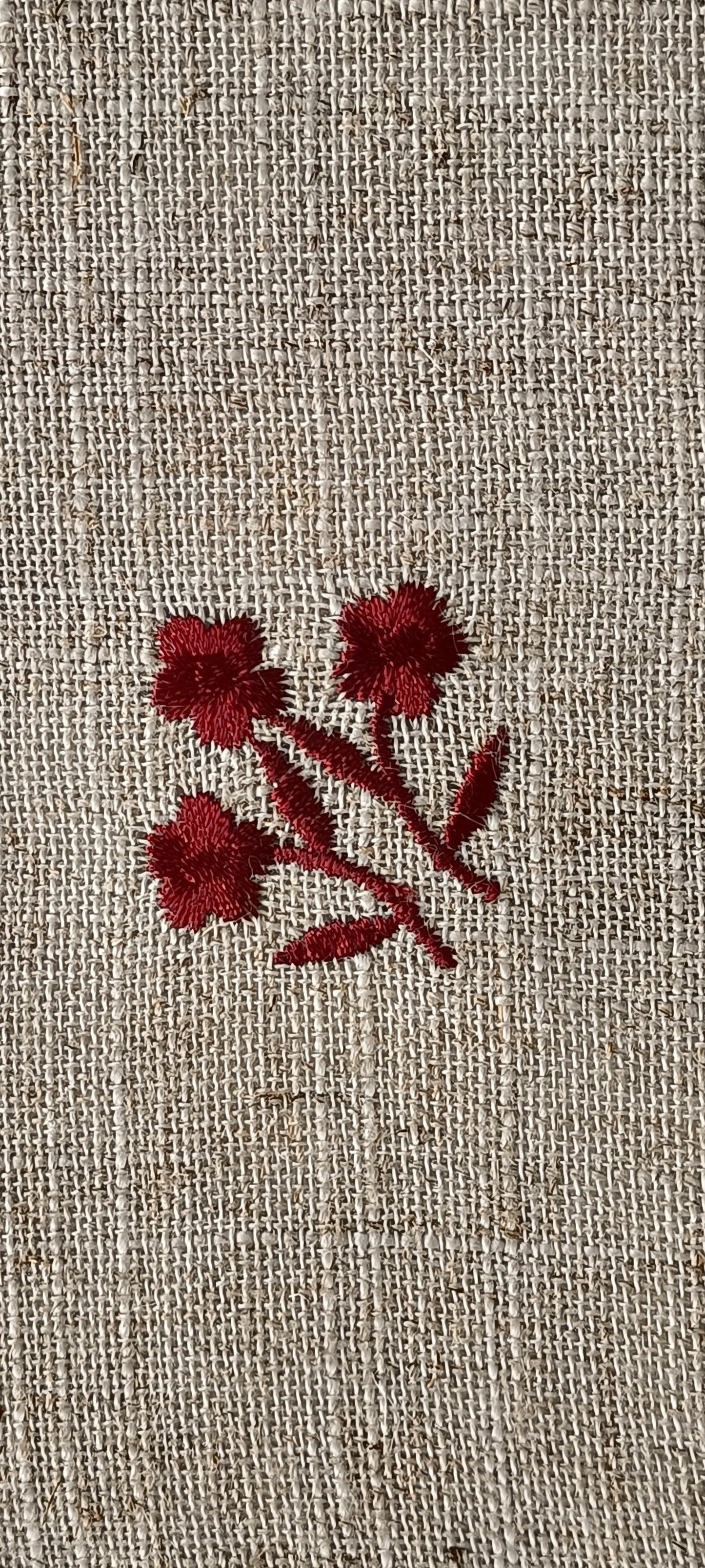 Set de 4 serviettes en lin brodé "fleurs Burgundy"