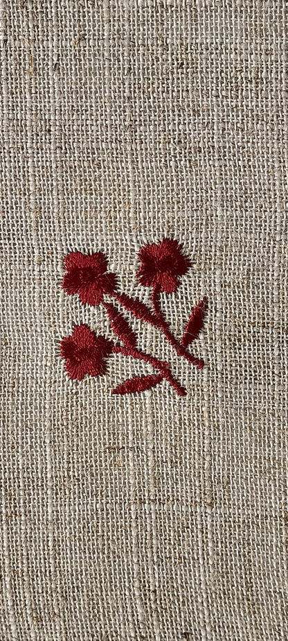 Set de 4 serviettes en lin brodé "fleurs Burgundy"