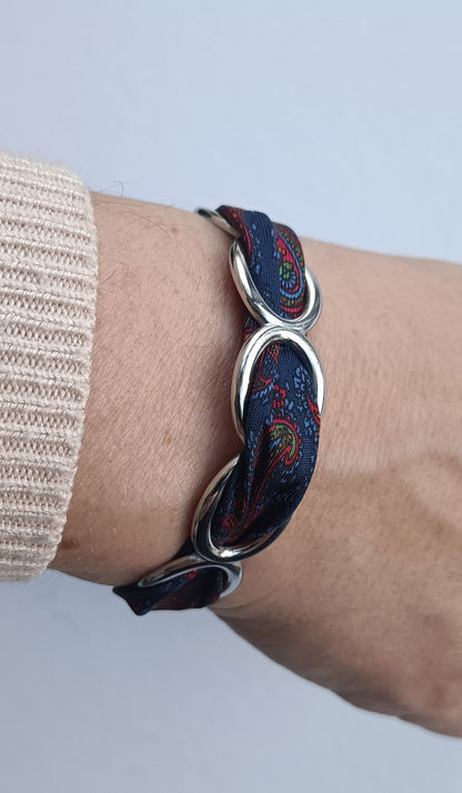 Manchette PM argentée - Ruban 100% soie