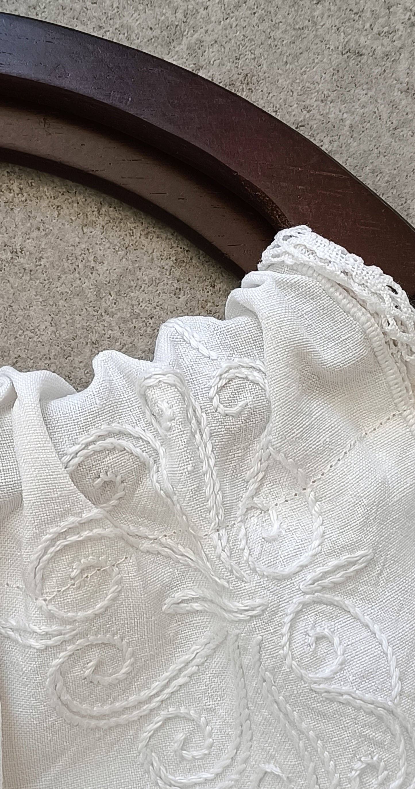 Tote Bag Vintage - coton brodé et dentelle