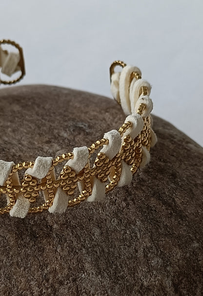 Bracelet plaqué or & cuir