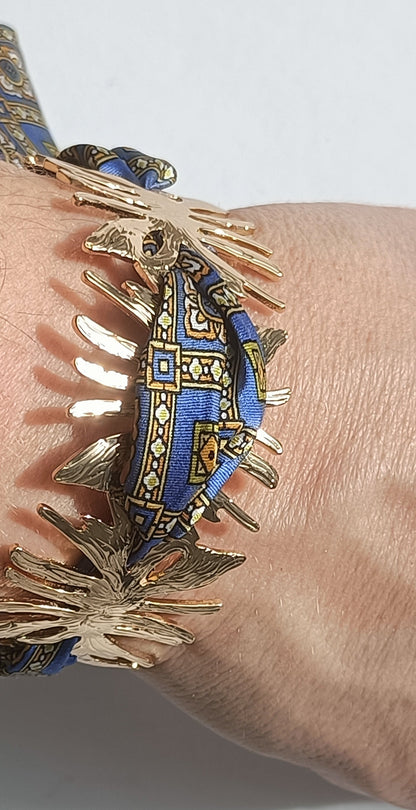 Manchette soleil GM dorée - Ruban 100% soie