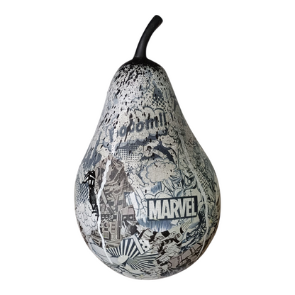 Sculpture Poire Pop Art – Édition BD Noir & Blanc