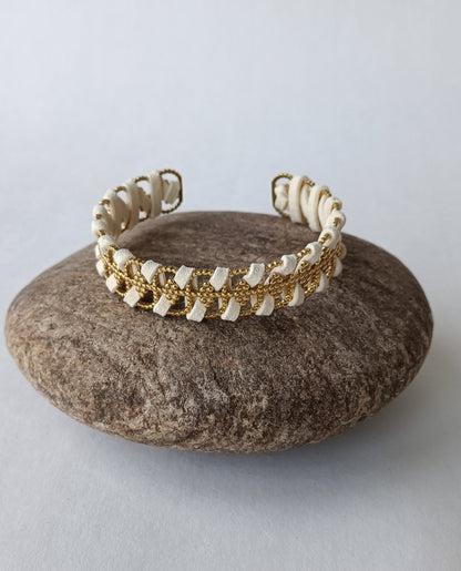 Bracelet plaqué or & cuir