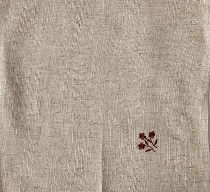Set de 4 serviettes en lin brodé "fleurs Burgundy"