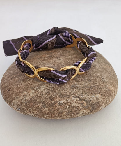 Bracelet plaqué or & son ruban soie