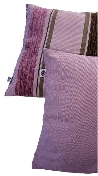 Coussin rayures - violet et brun
