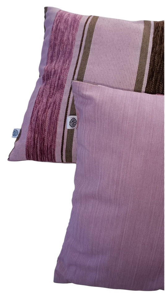 Coussin rayures violet et parme