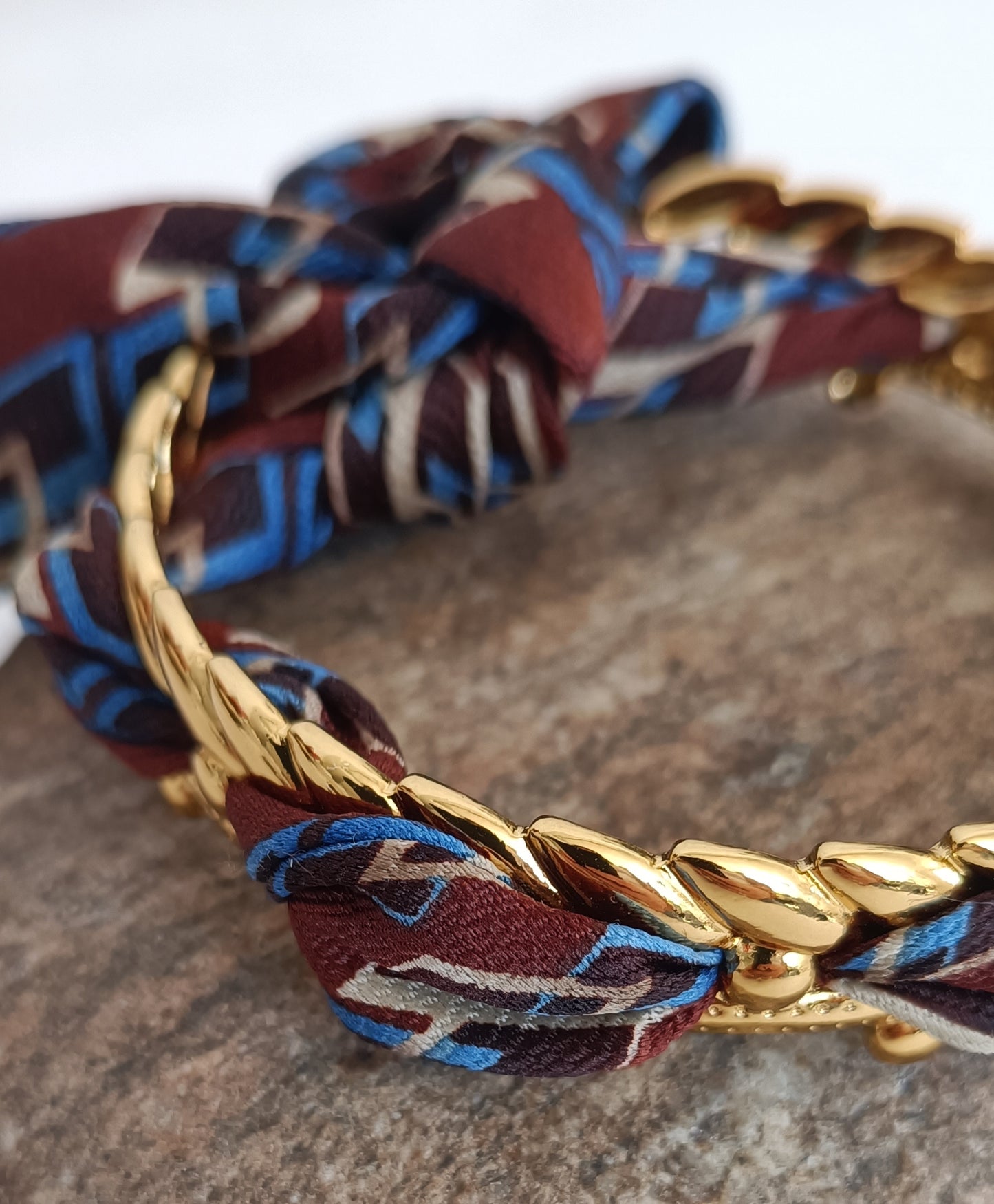 Bracelet plaqué or & son ruban soie