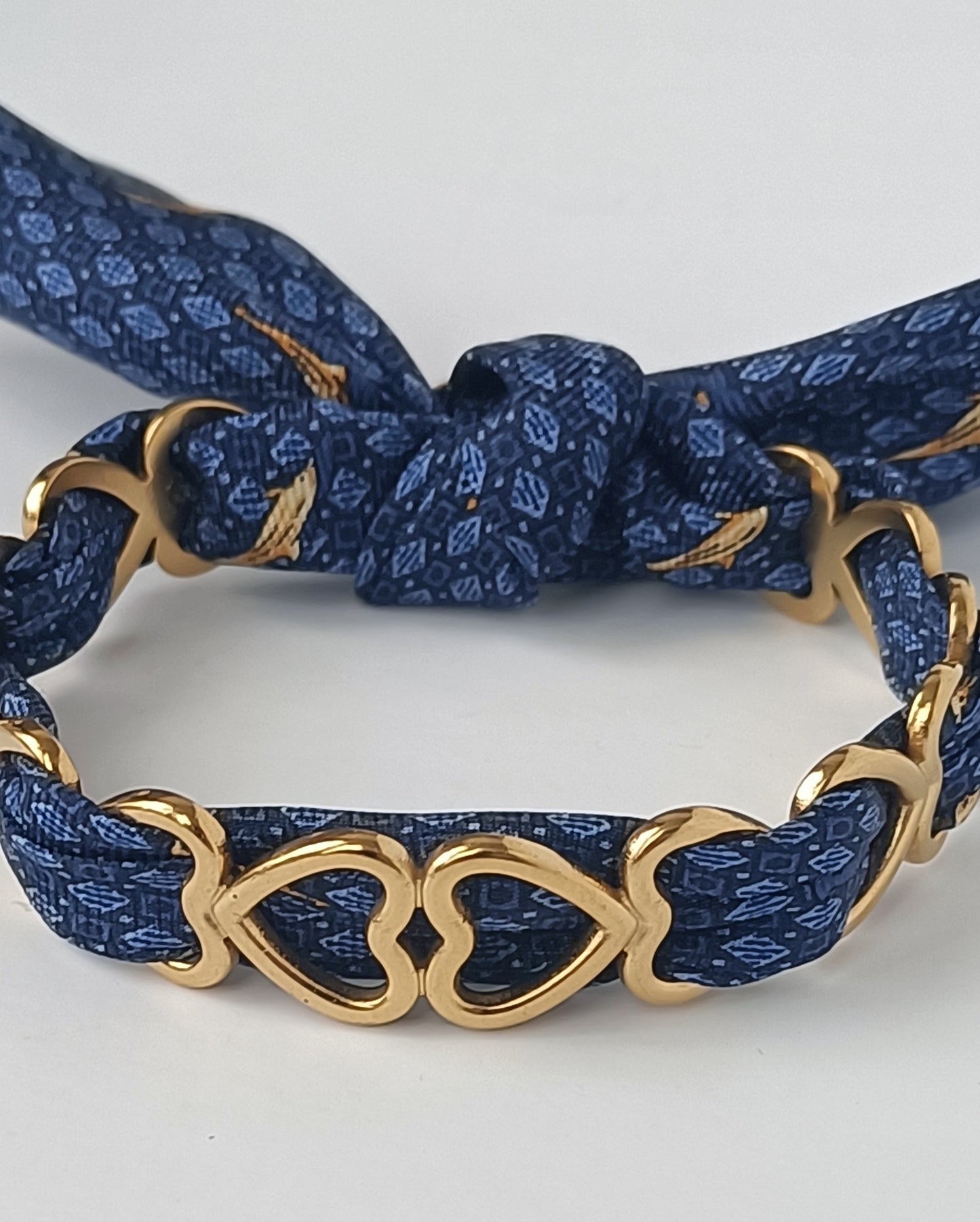 Manchette PM Coeur dorée - Ruban 100% soie